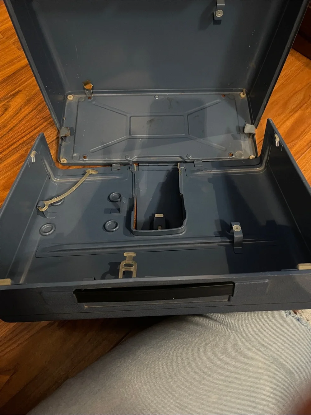 Compact Navy Blue Portable Storage Case with Handle